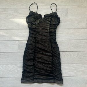 Sky to Moon Black Mesh Mini Party Dress